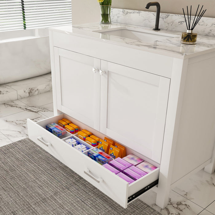 43" Bathroom Vanity, Multi Functional Cabinet - White