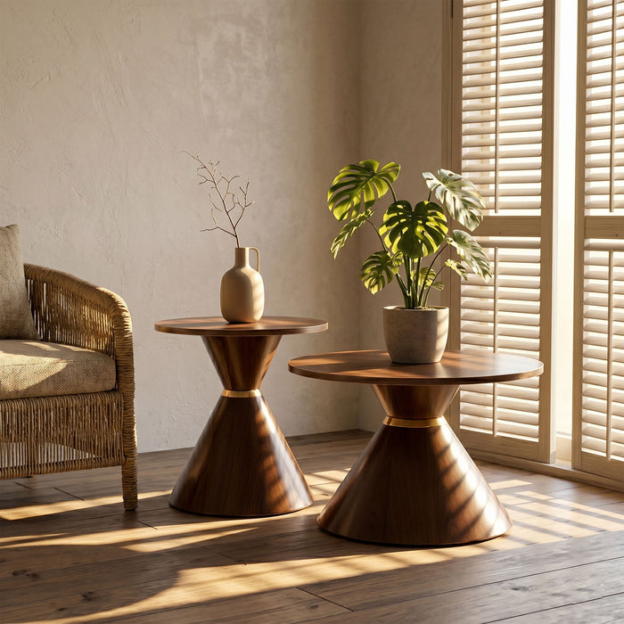2 Piece Round Coffee Table Set For Living Room