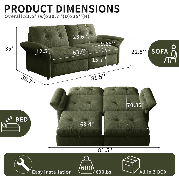 Sofa Bed, 2 In 1 Design For Living Rooms