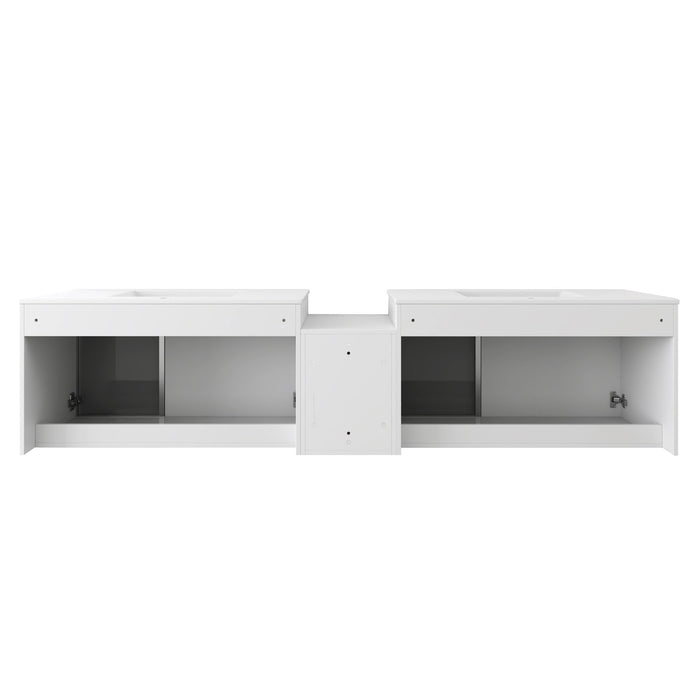 Wall Mounted Bathroom Vanity With Sink, Soft Close Doors, Cabinet & Half Door