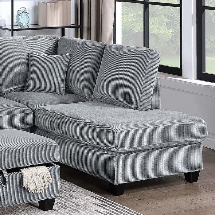 Contemporary Sectional Set With Right Arm Chaise, Left Arm Sofa With USB Port, Storage Ottoman