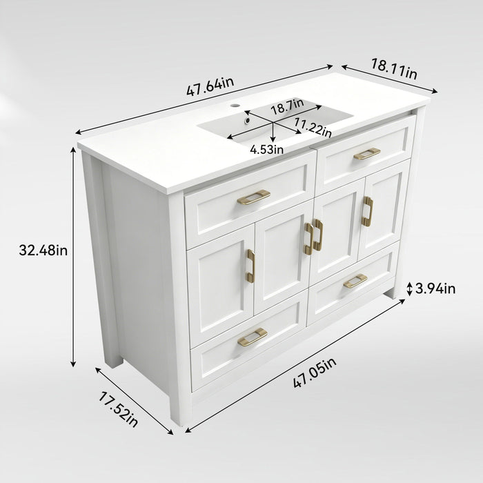 Bathroom Vanity With Sink Combo, 4 Soft Close Doors And 4 Drawers