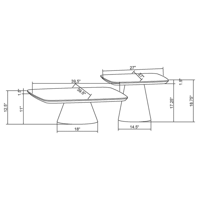 Duncan - 2 Piece Coffee Table Set With Sculpted Bases - Walnut