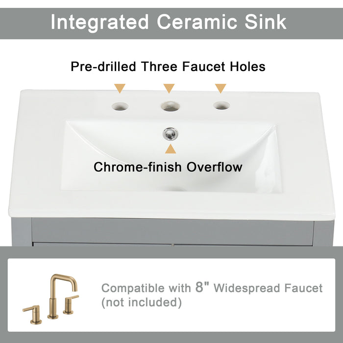 Modern Bathroom Vanity With Sink, Cabinet With 2 Drawers And Door, Adjustable Shelf
