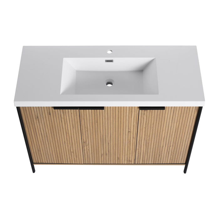 Modern Freestanding Bathroom Vanity With Resin Sink & Soft Close Cabinet Doors