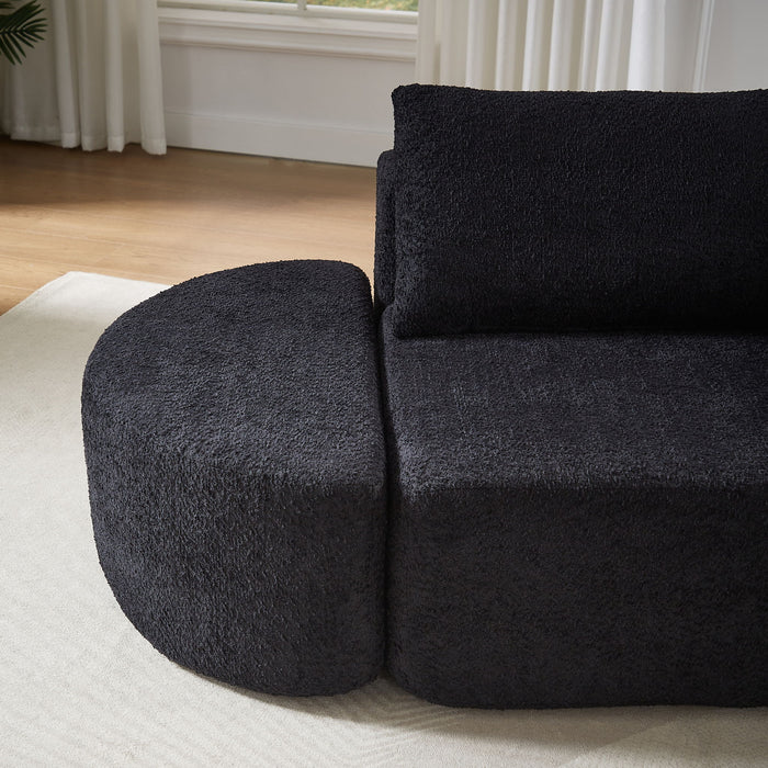 V - Shaped Modular Sofa Set & 3 Pillows And 2 Curved Ottomans For Living Rooms - Black