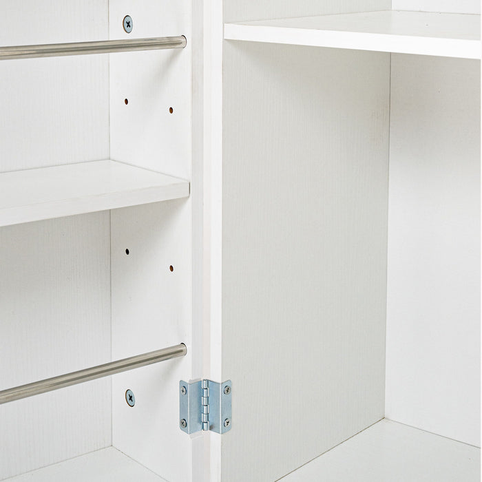 Fluted Kitchen Pantry Cabinet With 3 Keyboard Drawers & 6 Adjustable Door Shelves