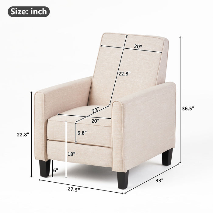 Upholstered Push Back Recliner Chair For Living Room