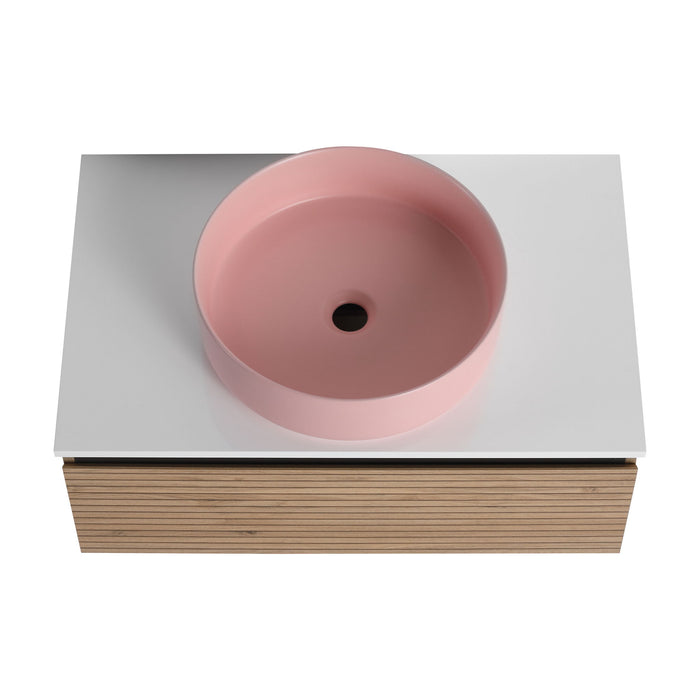Wall Mounted Bathroom Vanity With Art Sink & 1 Soft Close Drawer