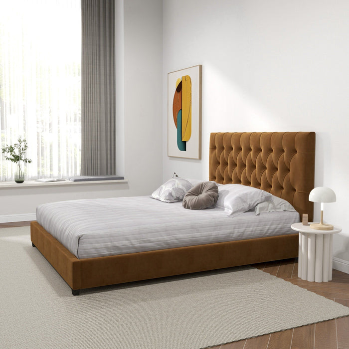 Donald - Mid-Century Modern Upholstered Platform Bed