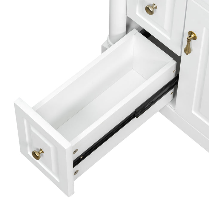Freestanding Bathroom Vanity With Sink, Adjustable Shelf & Flip Drawer