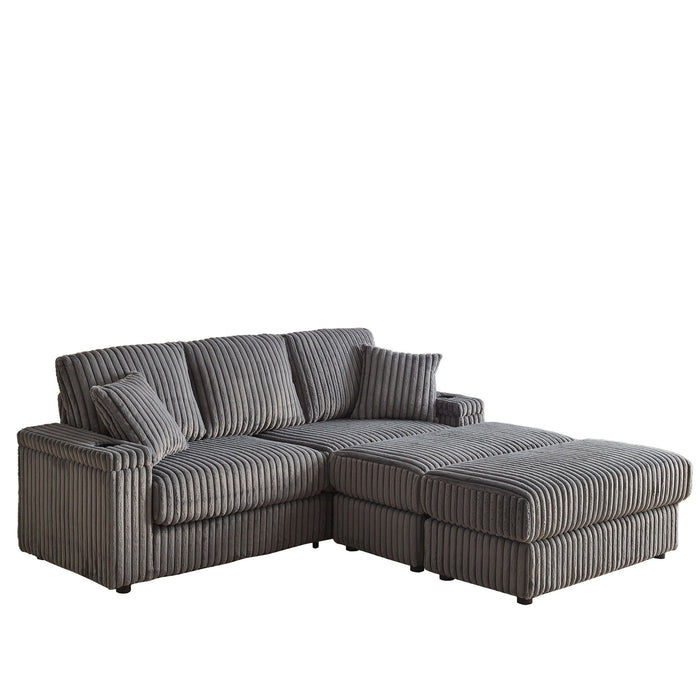 3 Seater Sofa With 2 Ottomans For Living Room