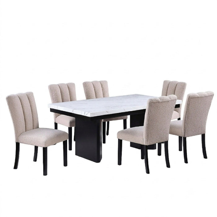 2 Tone Dining Table Set With Upholstered Side Chairs
