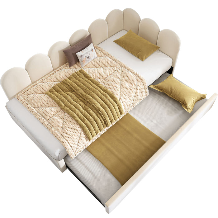 Upholstered Daybed With Metal Slatted Base