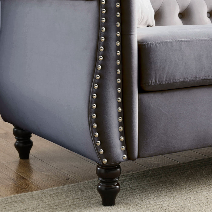 Chesterfield Sofa With Rolled Arms And Nailhead Trim