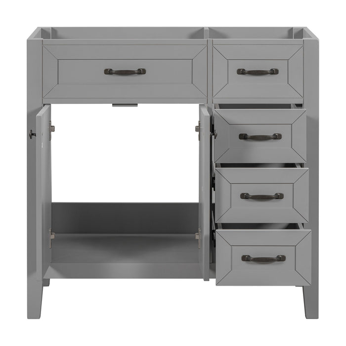 Modern Bathroom Vanity Base Only, 2 Doors And 3 Drawers