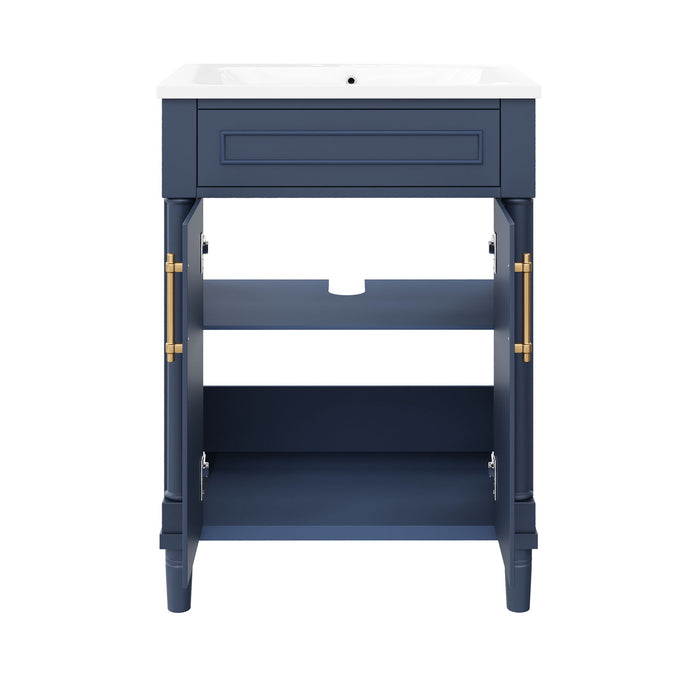 Bathroom Vanity With Integrated Sink, 2 Door Cabinet, Single Sink For Small To Medium Bathrooms