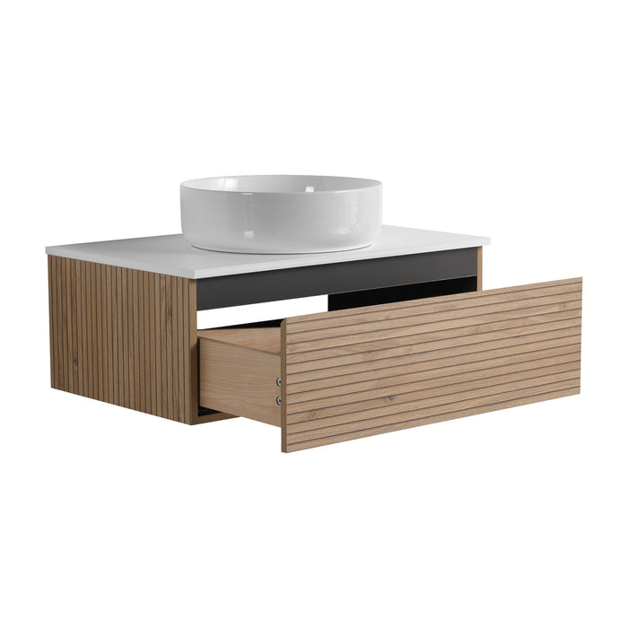 Wall Mounted Bathroom Vanity With Art Sink & 1 Soft Close Drawer