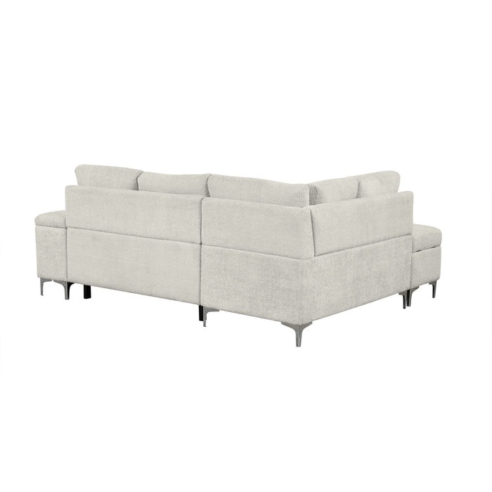 Versatile L Shaped Sofa Bed With Storage, Cup Holders, USB Ports Chenille