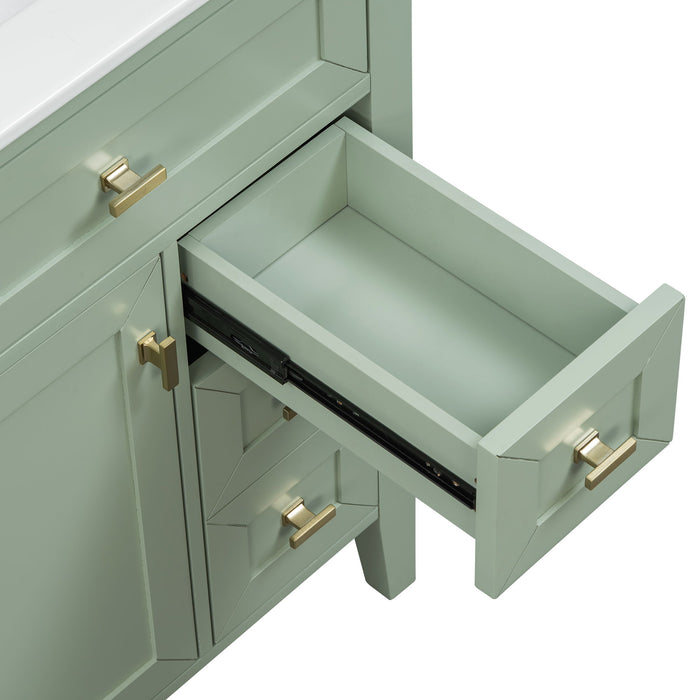Bathroom Vanity With Sink, 3 Drawers & Cabinet With 2 Tier Door Storage Rack, Soft Close Doors & Drawers