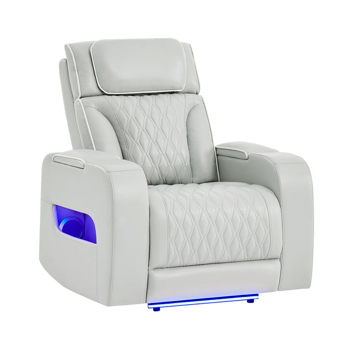 Julian - Power Recliner With Power Headrest And LED Lighting - Silver