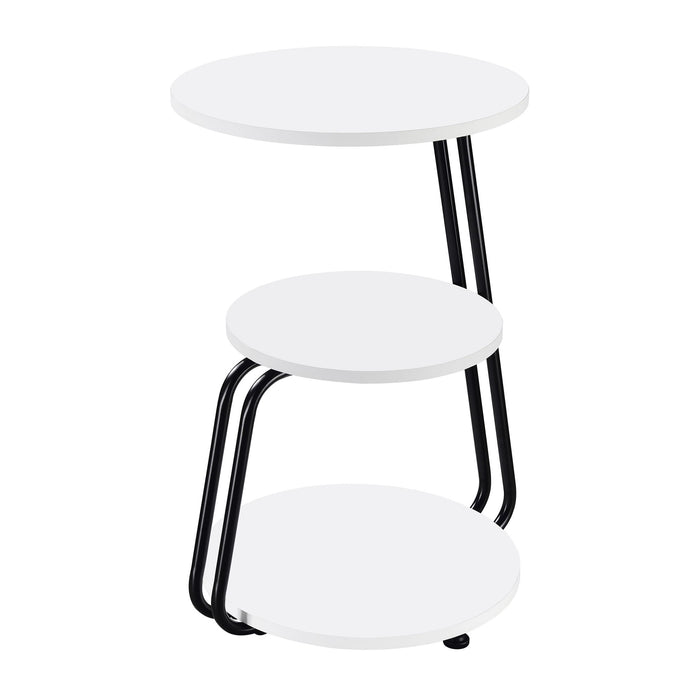 Dixon - 3 Tier Round Accent Side Table With Slim Legs - White / Black