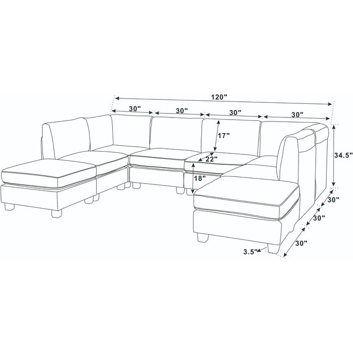 Upholstered Modular Sectional, Customizable Layout, Removable Cushions - Black