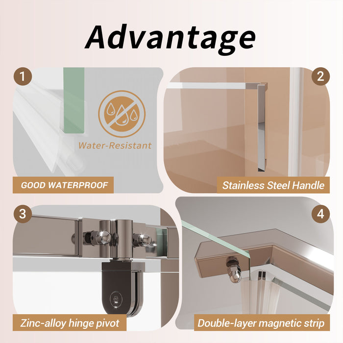 Frameless Neo Angle Shower Door WithTempered Glass