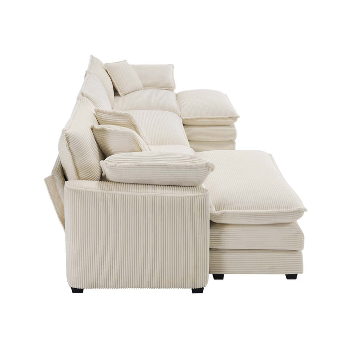 Modern Oversized Modular Cushion Sofa With Ottoman, Low Back, Deep Seating Sofa Set