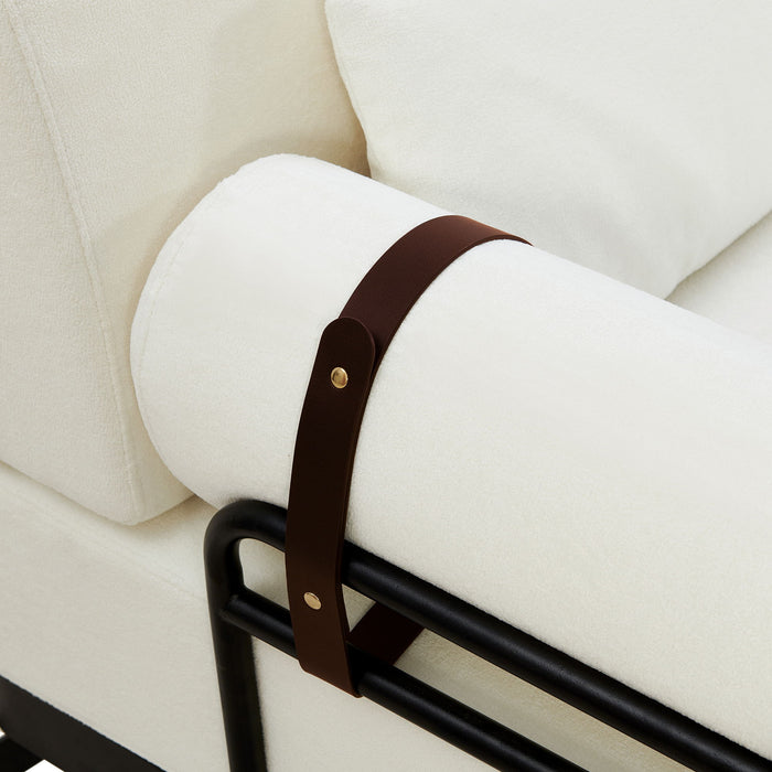 Modern Loveseat Sofa 2 Seater With USB Ports, Cylindrical Armrests