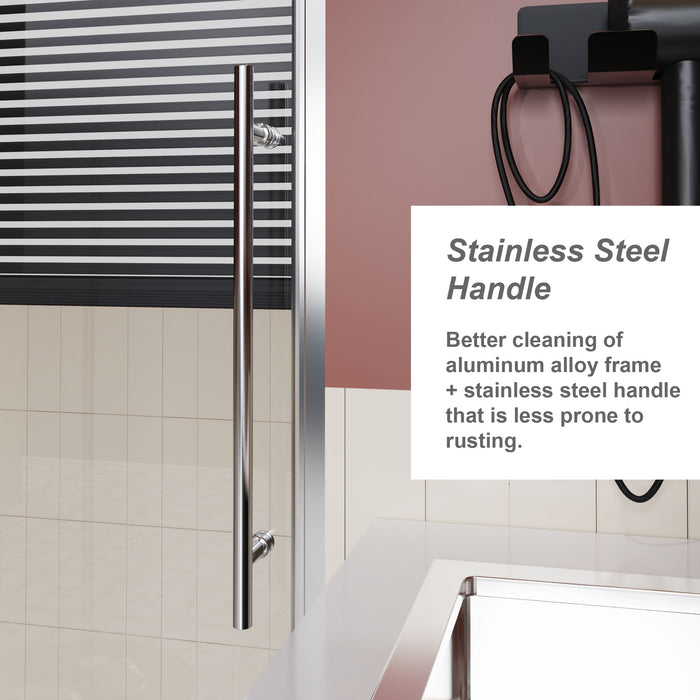 Frameless Shower Door Single Sliding, Adjustable Zinc Roller Rail - Chrome
