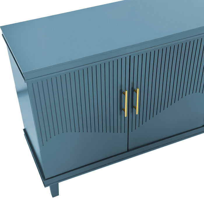 4 Door Cabinet, Large Storage For Living Room - Blue