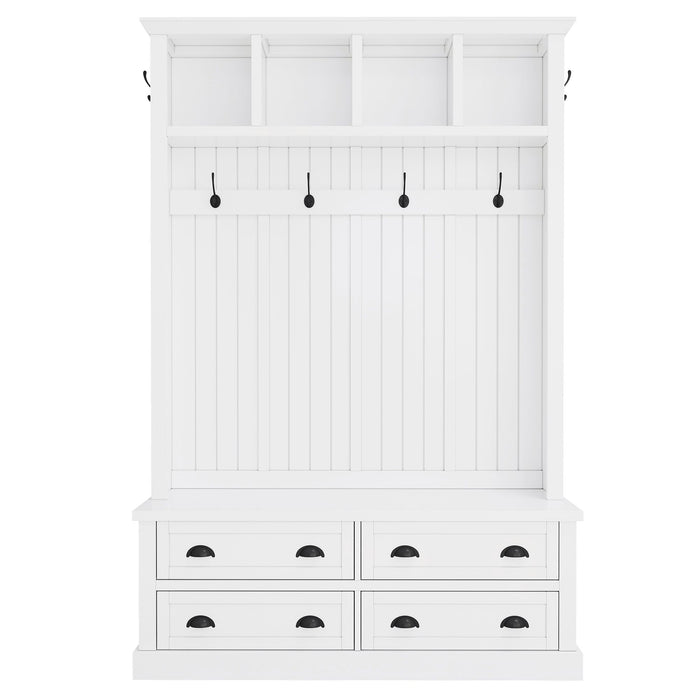 Hall Tree With 4 Drawers, Coat Rack With 6 Hooks