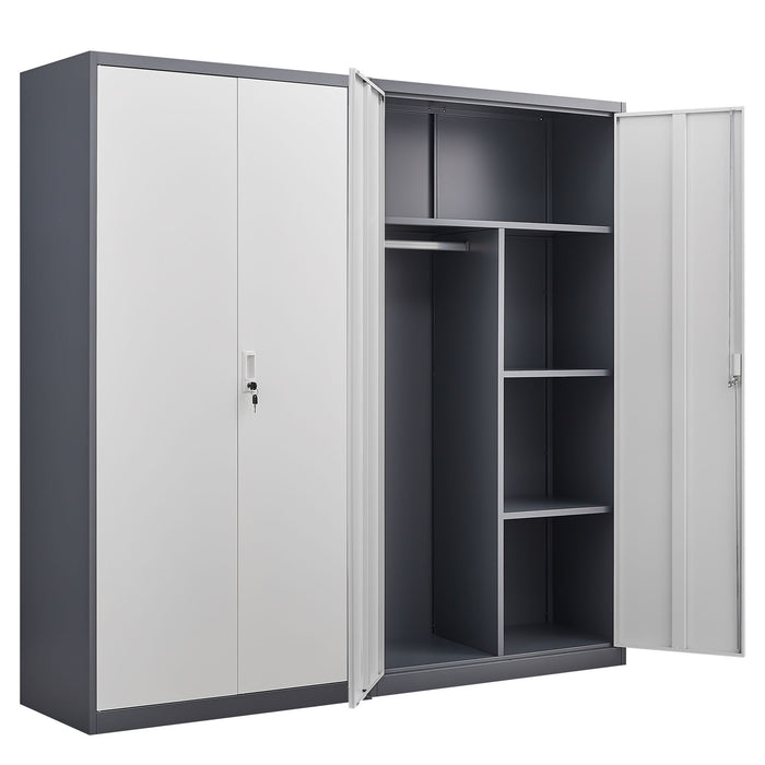 Large Capacity Wardrobe With Hanging Rod And Compartments