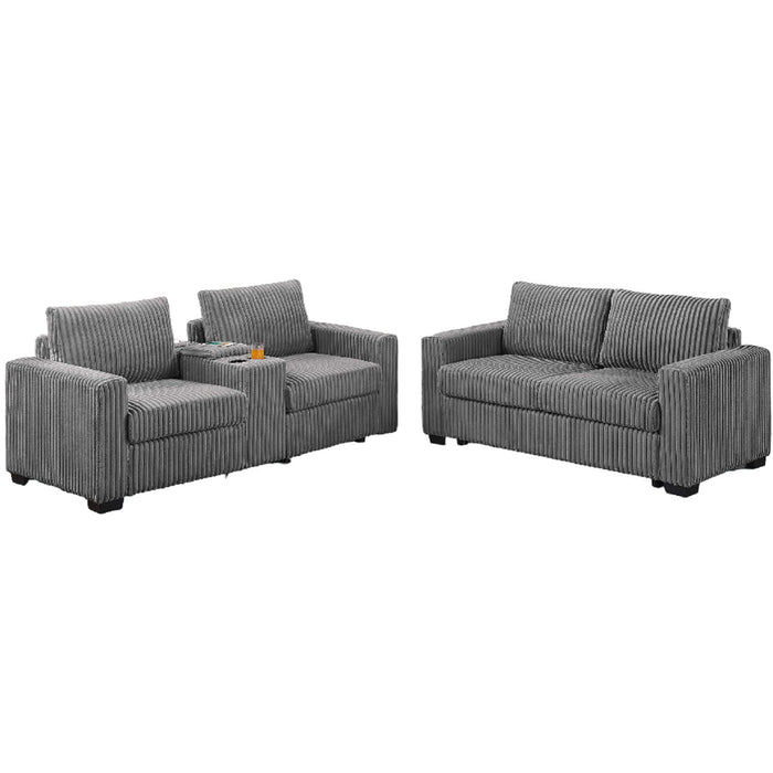 Modern Style 2 Piece Sofa Set With Cup Holders & Charging Port