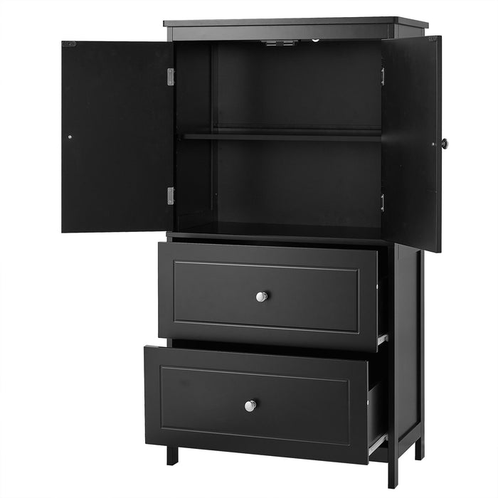 Bathroom Storage Cabinet With 2 Doors And Drawers, Adjustable Shelf