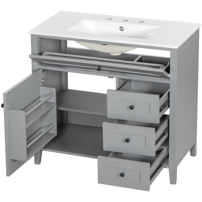 Bathroom Vanity With Sink, Cabinet With 3 Drawers And Adjustable Shelf