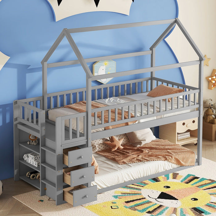 Bunk Bed With Shelves And Drawers, Storage Focused Design