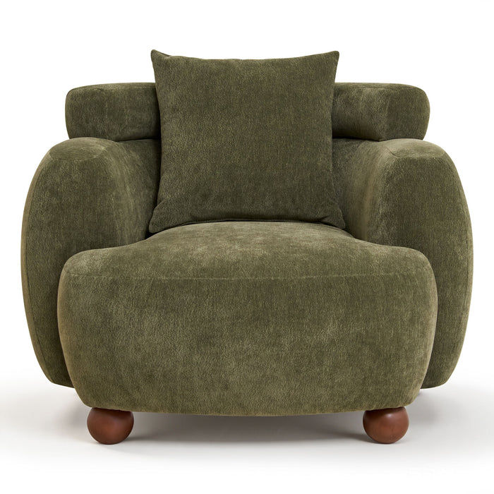 Clubchair, Bucket Chair, Decorative Sofa With Pillow, For Living Roon - Olive Green