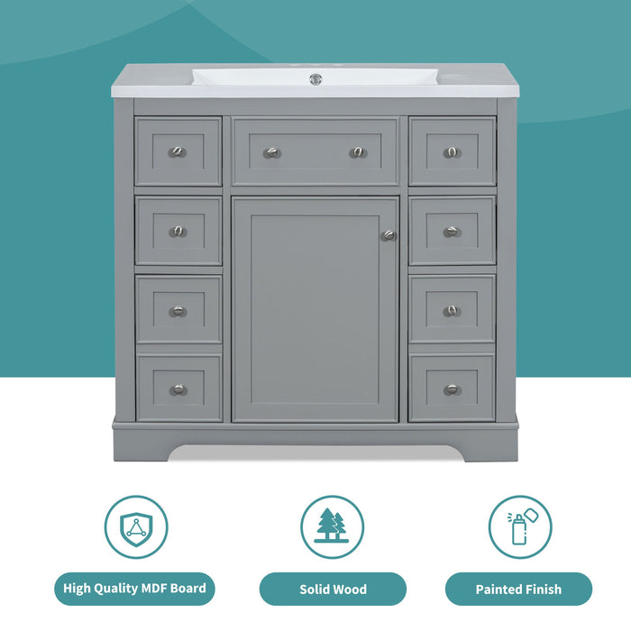 Modern Bathroom Vanity With Sink Combo, 6 Drawers And 1 Cabinet
