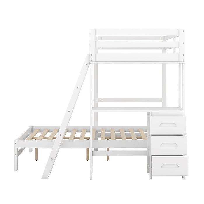 Bunk Bed With Built In Desk And 3 Drawers