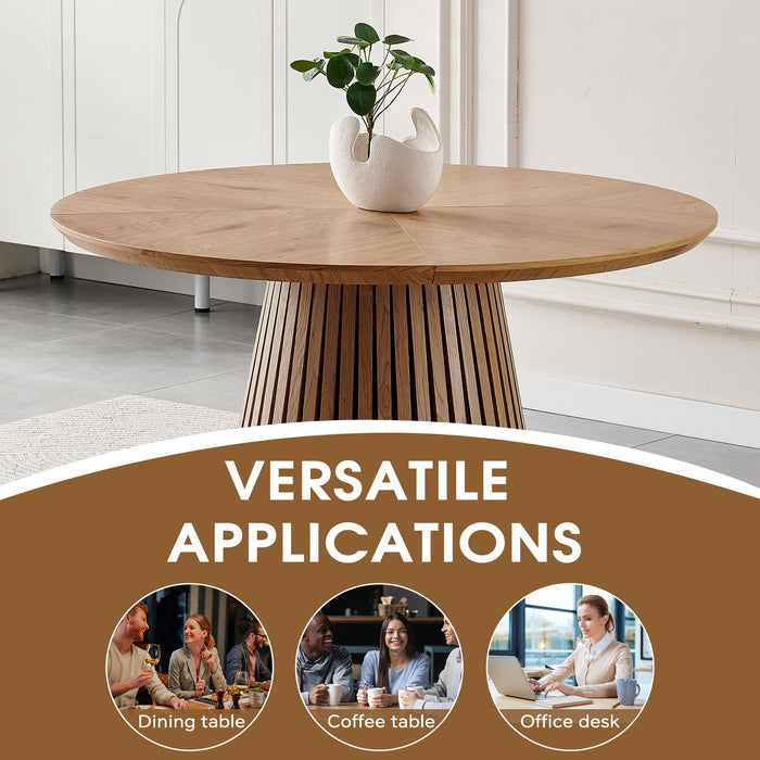 Round Dining Table For Dining Room - Natural Wood
