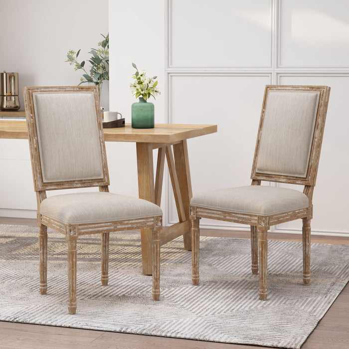 French Country Style Dining Chair With Upholstered Seating And Fluted Legs