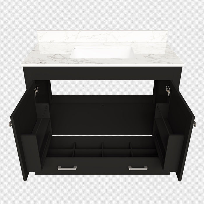 Bathroom Vanity Set, Cabinet With Doors & Drawers, Single Faucet Hole - Black