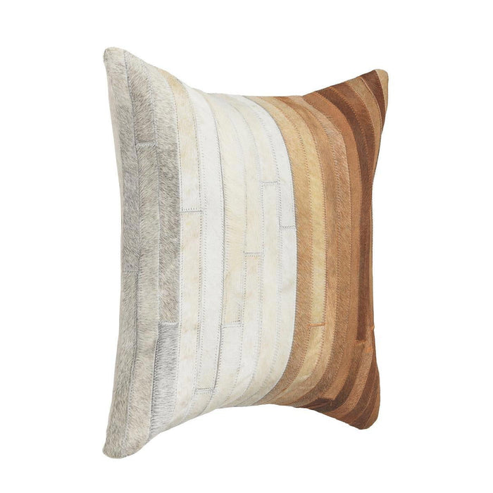 Meru - 20" x 20" Hide Pillow - Tan Multi
