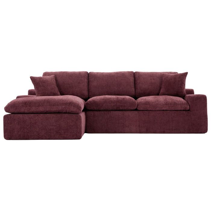 Cloud Sectional Sofa With Double Layer Cushion And Side Pockets, Free-Combined
