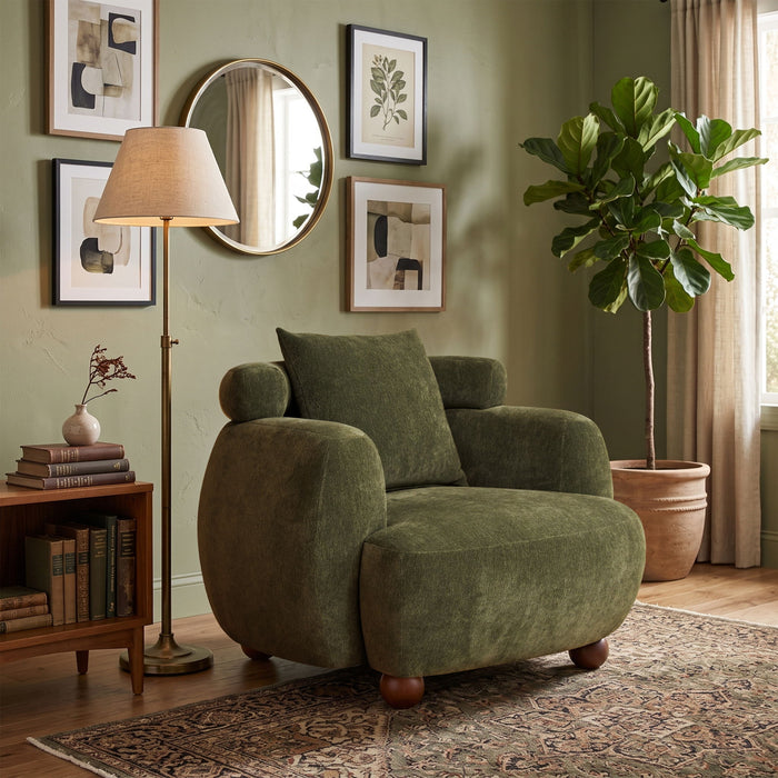 Clubchair, Bucket Chair, Decorative Sofa With Pillow, For Living Roon - Olive Green