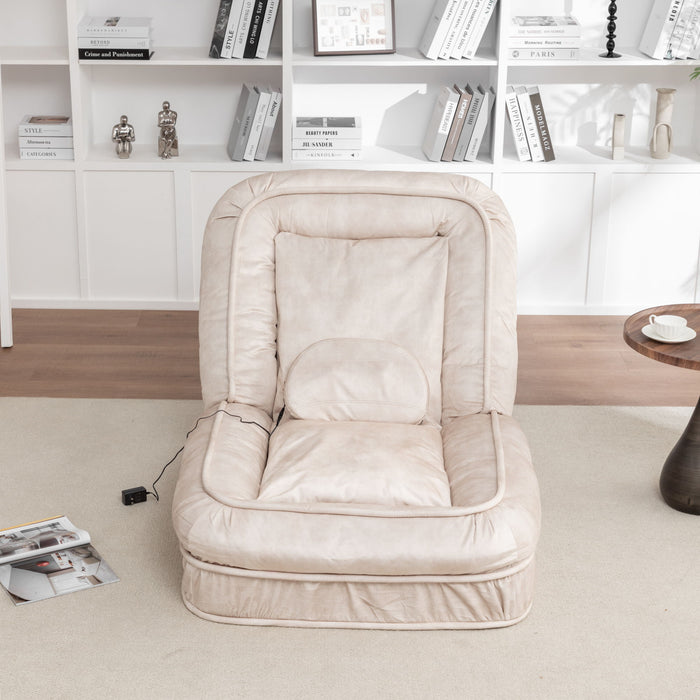 Upholstered Human Dog Bed And Pets, Bean Bag Floor Sofa With Massage Pillow, 5 Adjustable Positions & 2 Soft Pillows