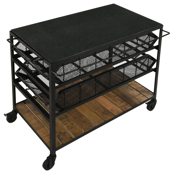 Ingalls - Accent Storage Cart With Casters, Shelves - Black