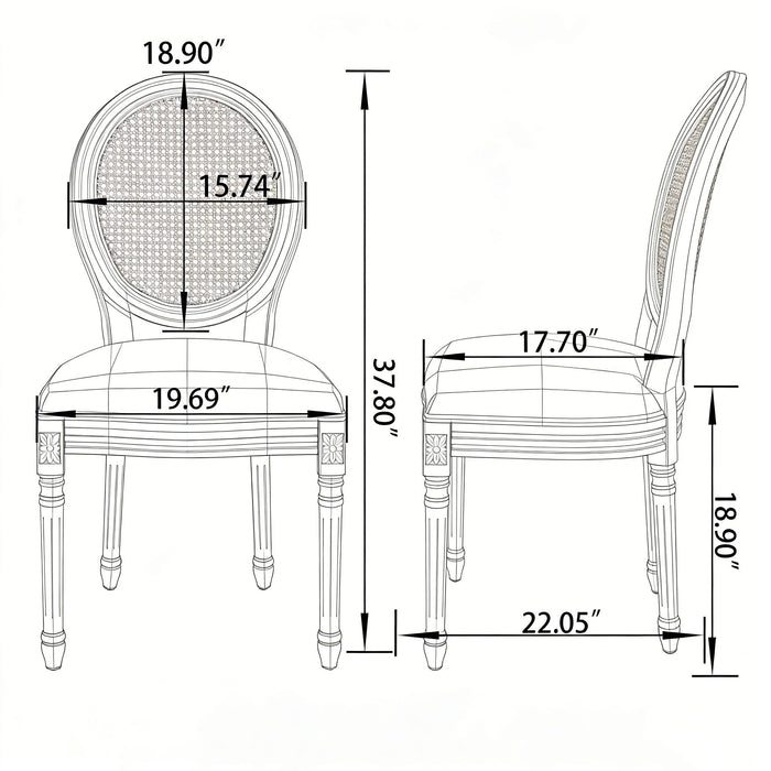 French Country Dining Chairs & Round Back (Set of 2)